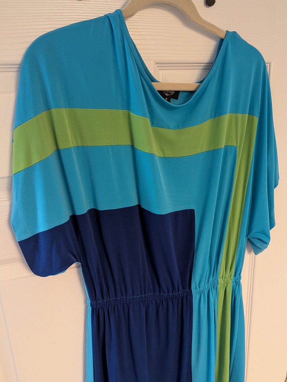 Cato Colorblock Turquoise, Lime & Navy Midi Dress